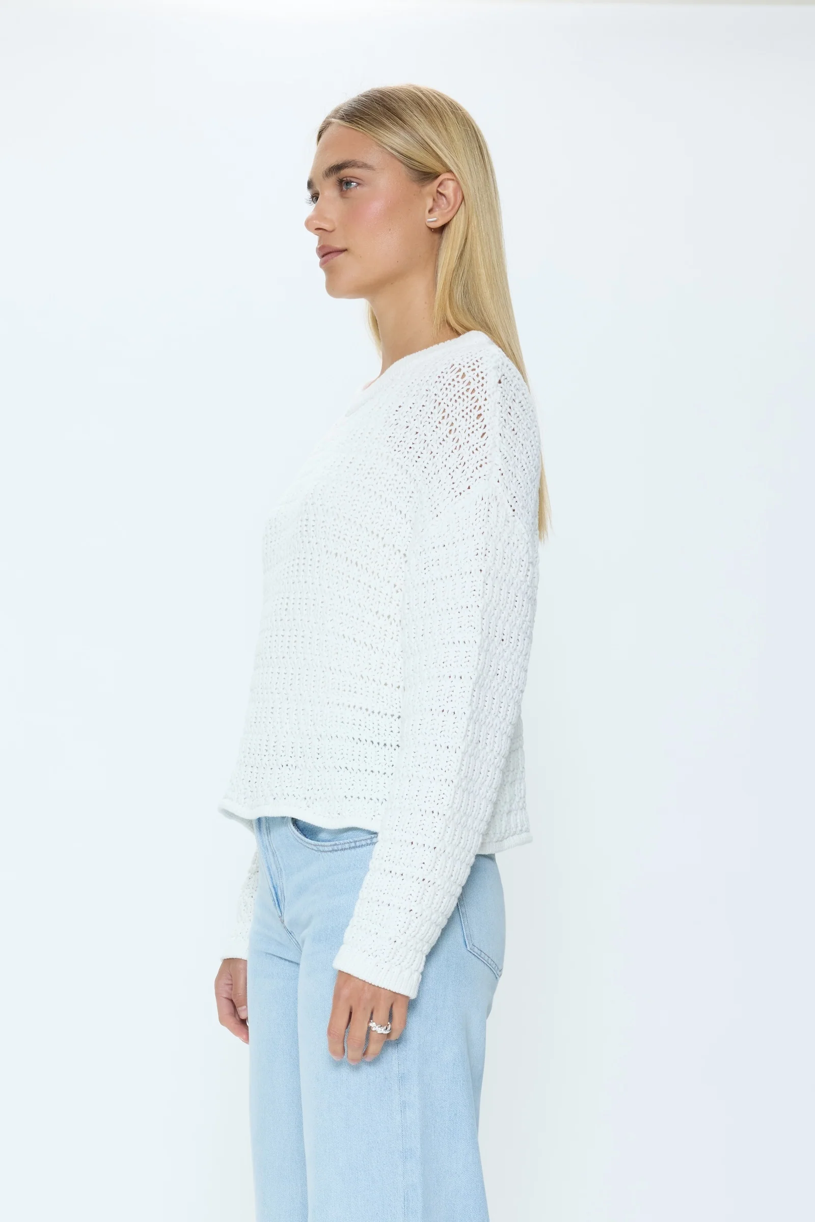Katya Relaxed Crew Neck Sweater - Le Blanc - Image 3