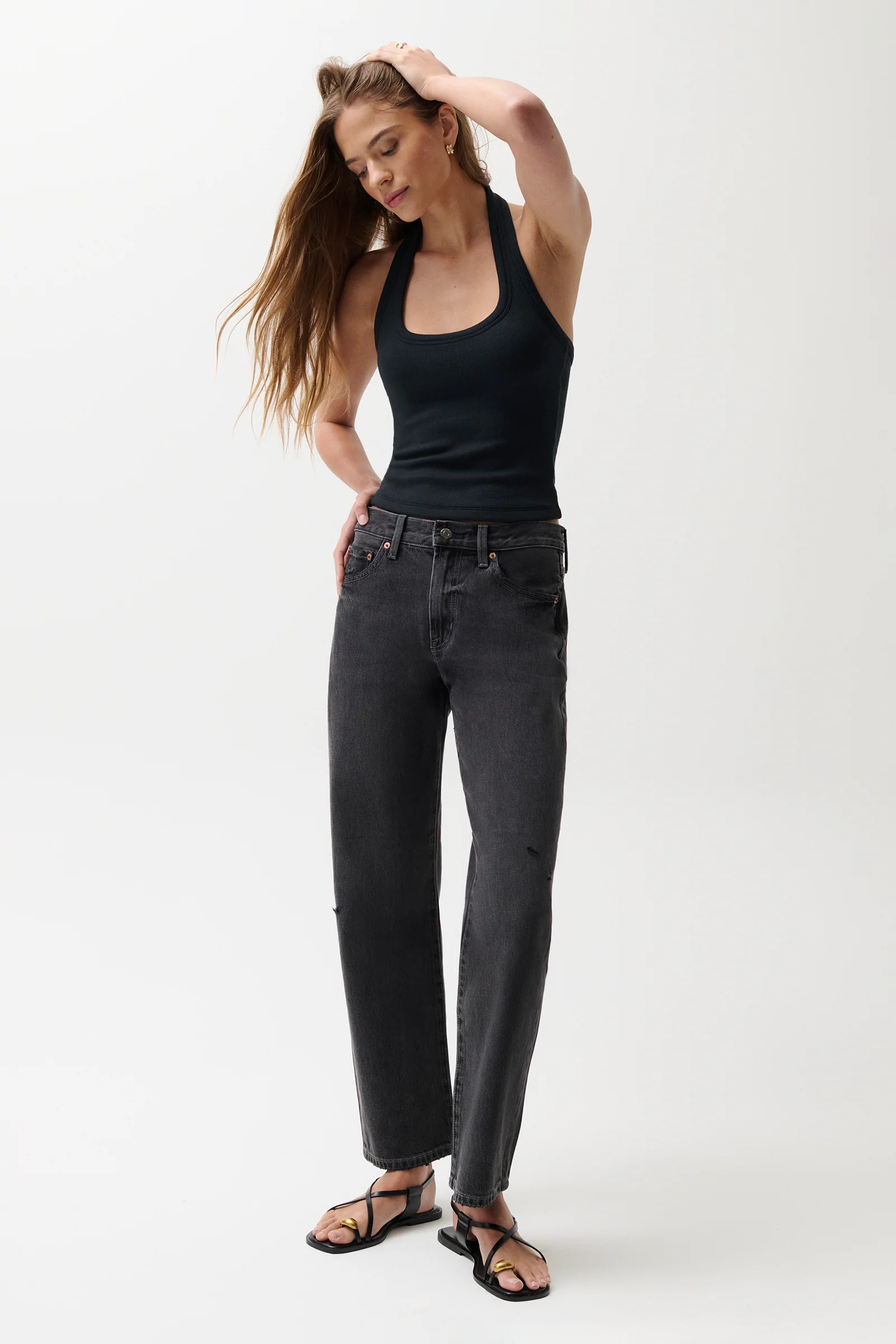 PETITE Lexi Mid Rise Bowed Straight Jean - Mercury - Image 7