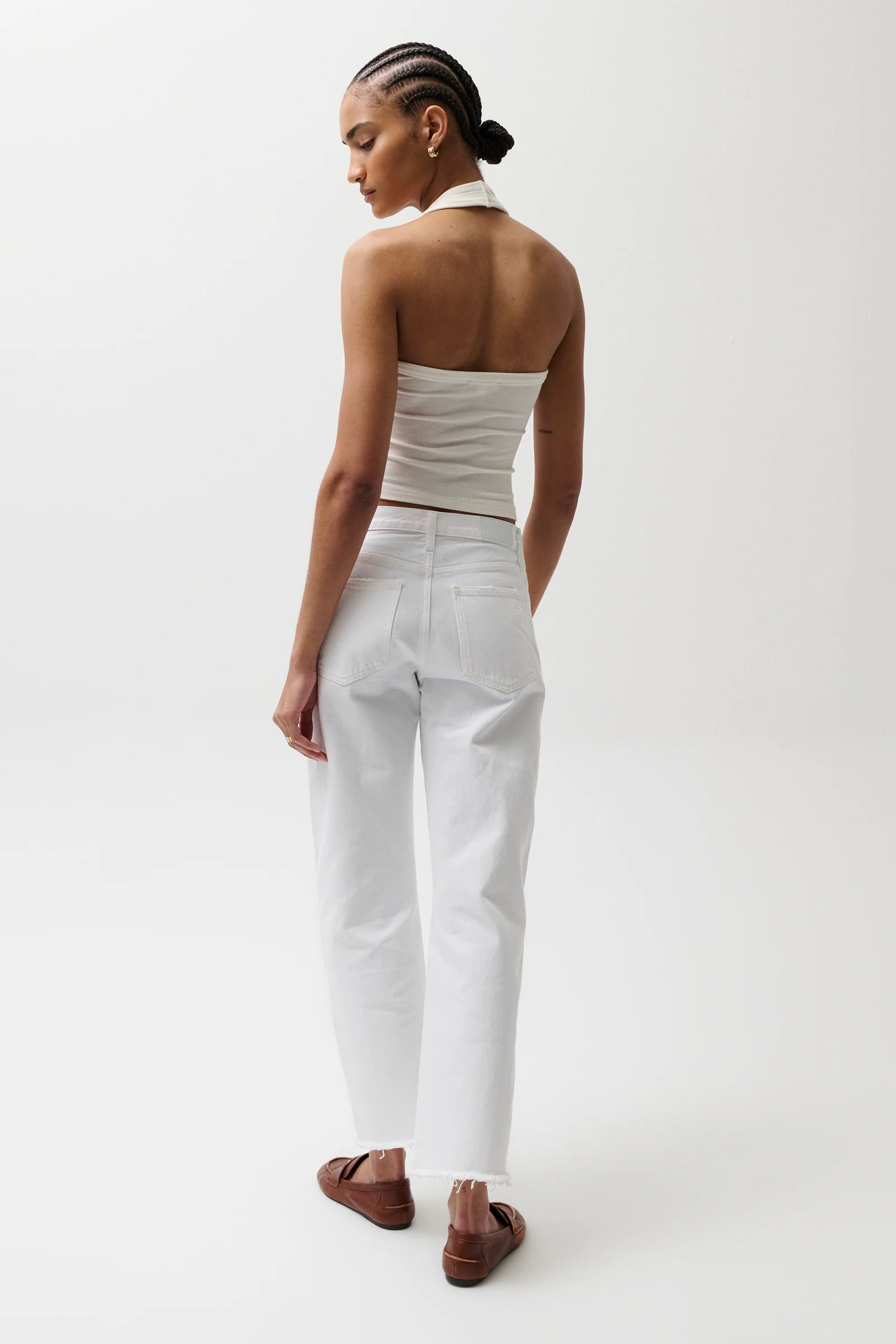 Lexi Mid Rise Bowed Straight Jean - Luxe White Vintage - Image 3