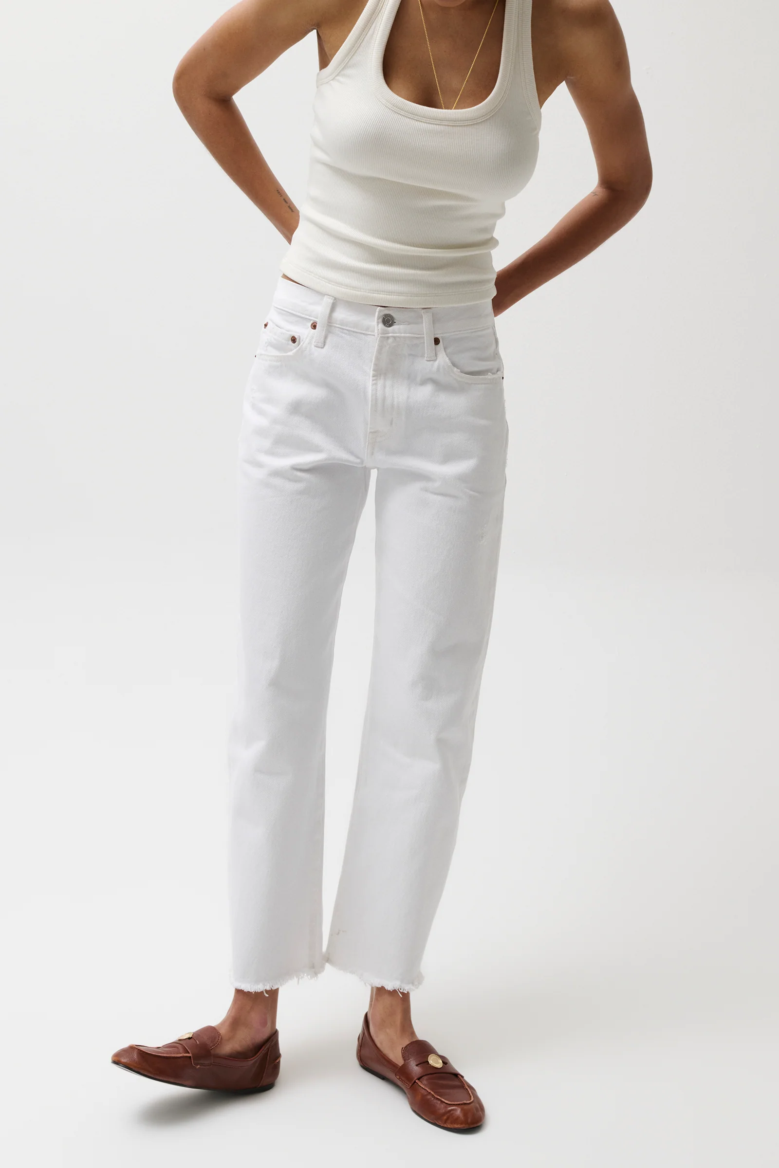 Lexi Mid Rise Bowed Straight Jean - Luxe White Vintage - Image 4