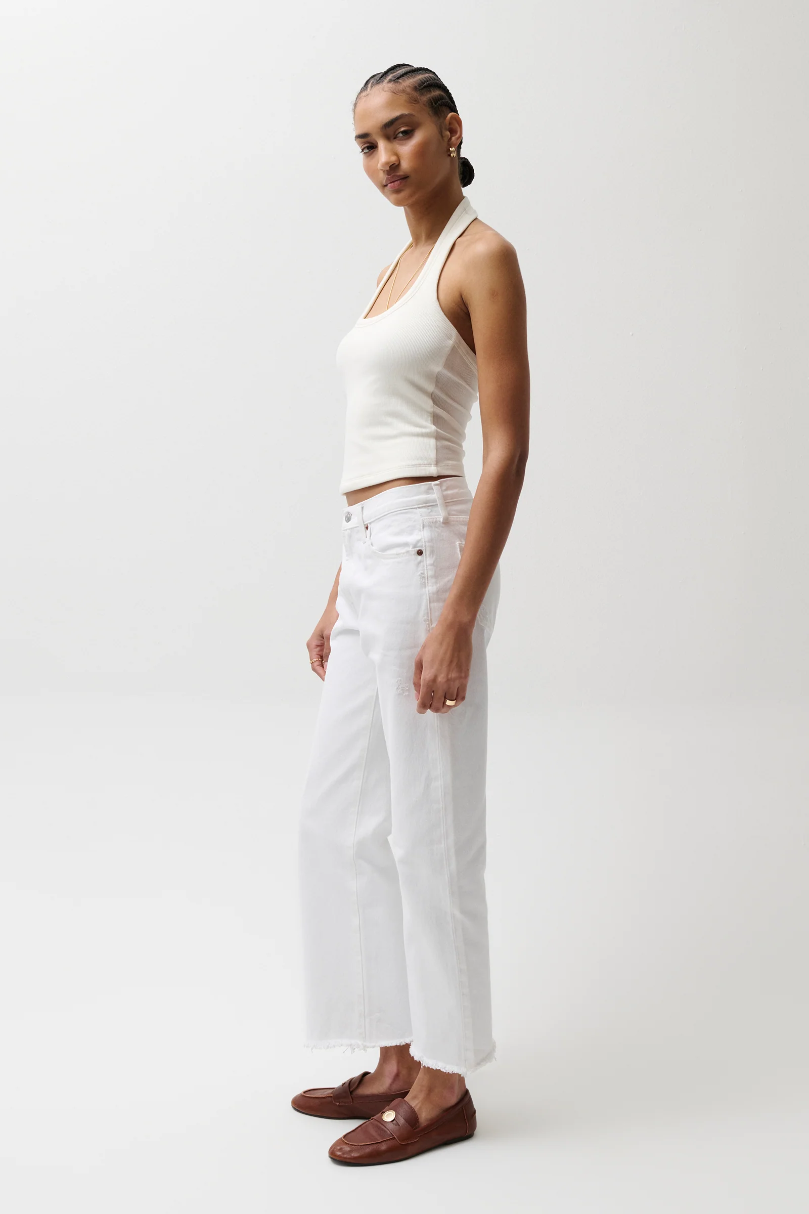 Lexi Mid Rise Bowed Straight Jean - Luxe White Vintage - Image 5
