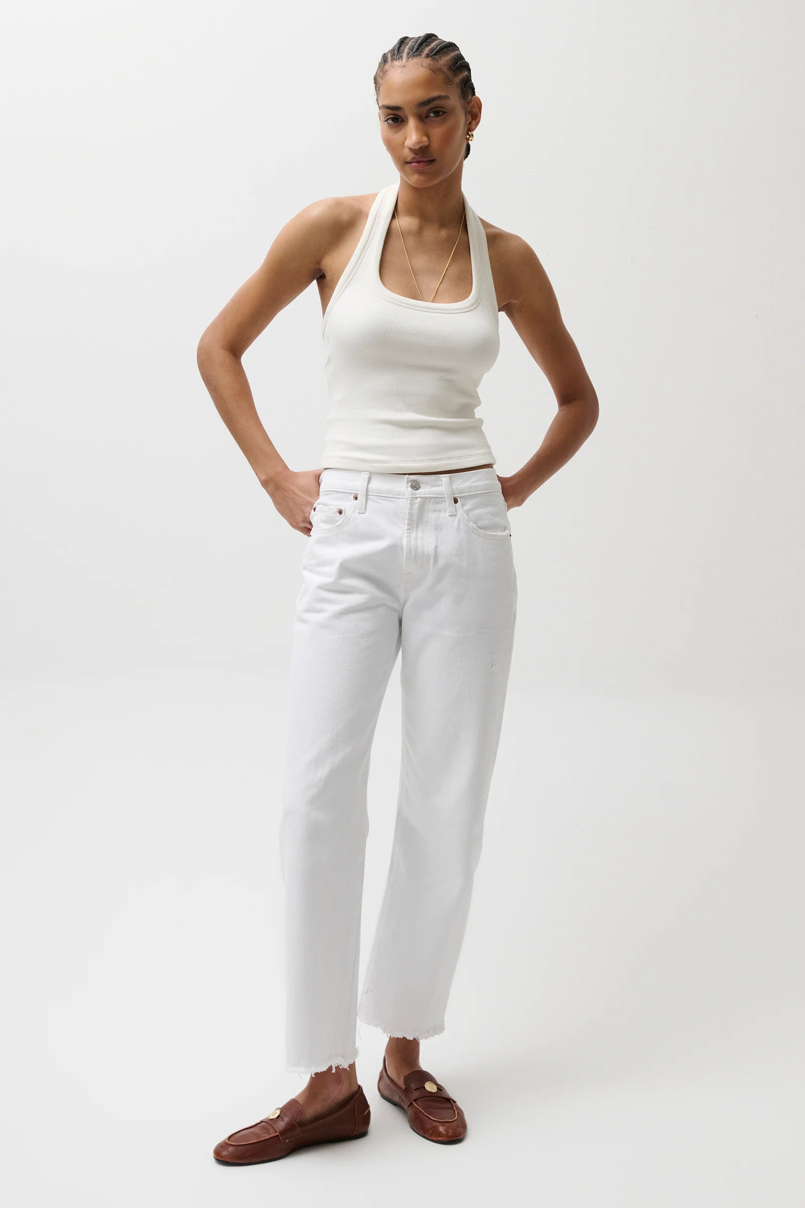 Lexi Mid Rise Bowed Straight Jean - Luxe White Vintage - Image 6
