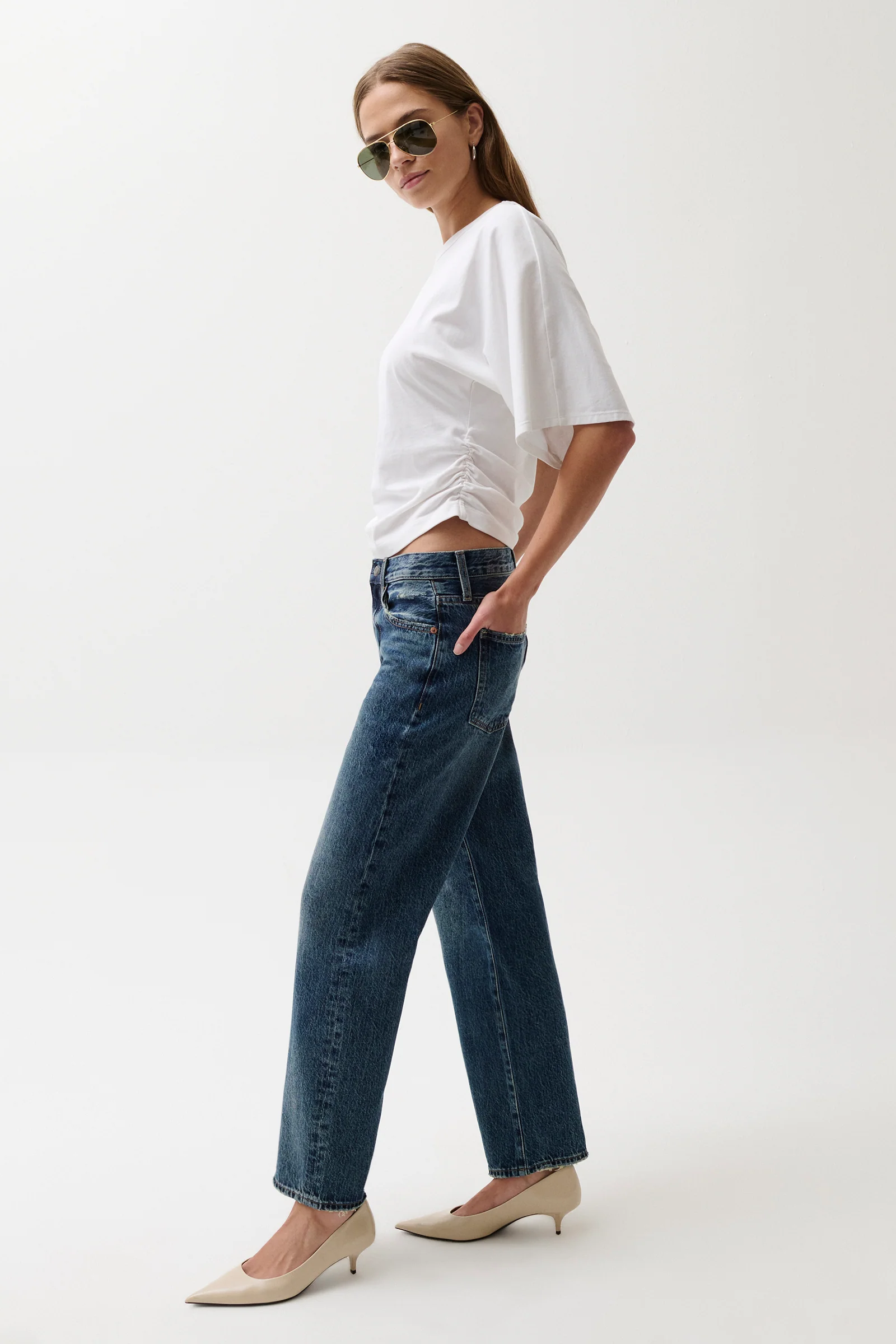 PETITE Lexi Mid Rise Bowed Straight Jean - Artisan - Image 3