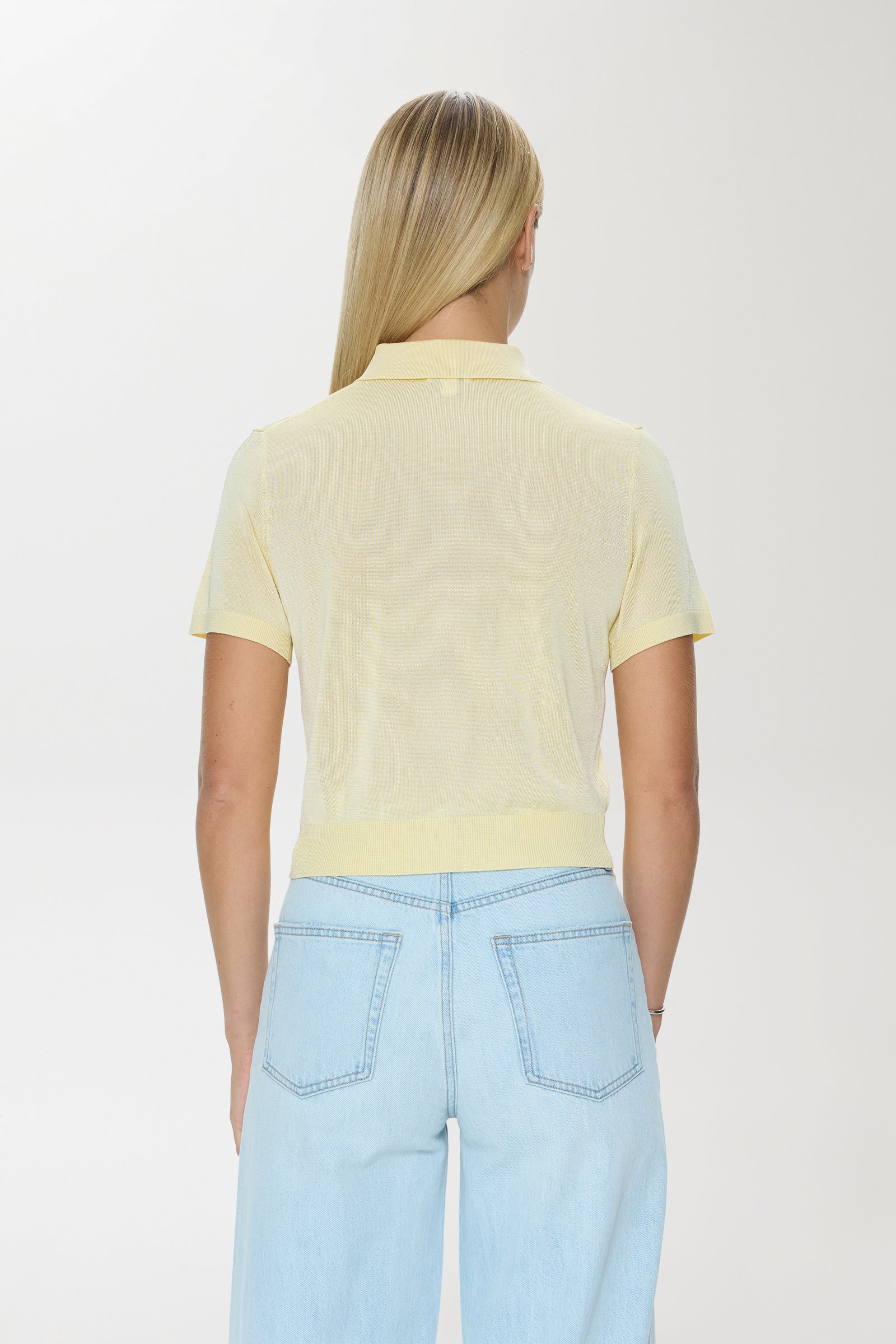 Lucca Short Sleeve Polo Sweater - Pale Yellow - Image 6