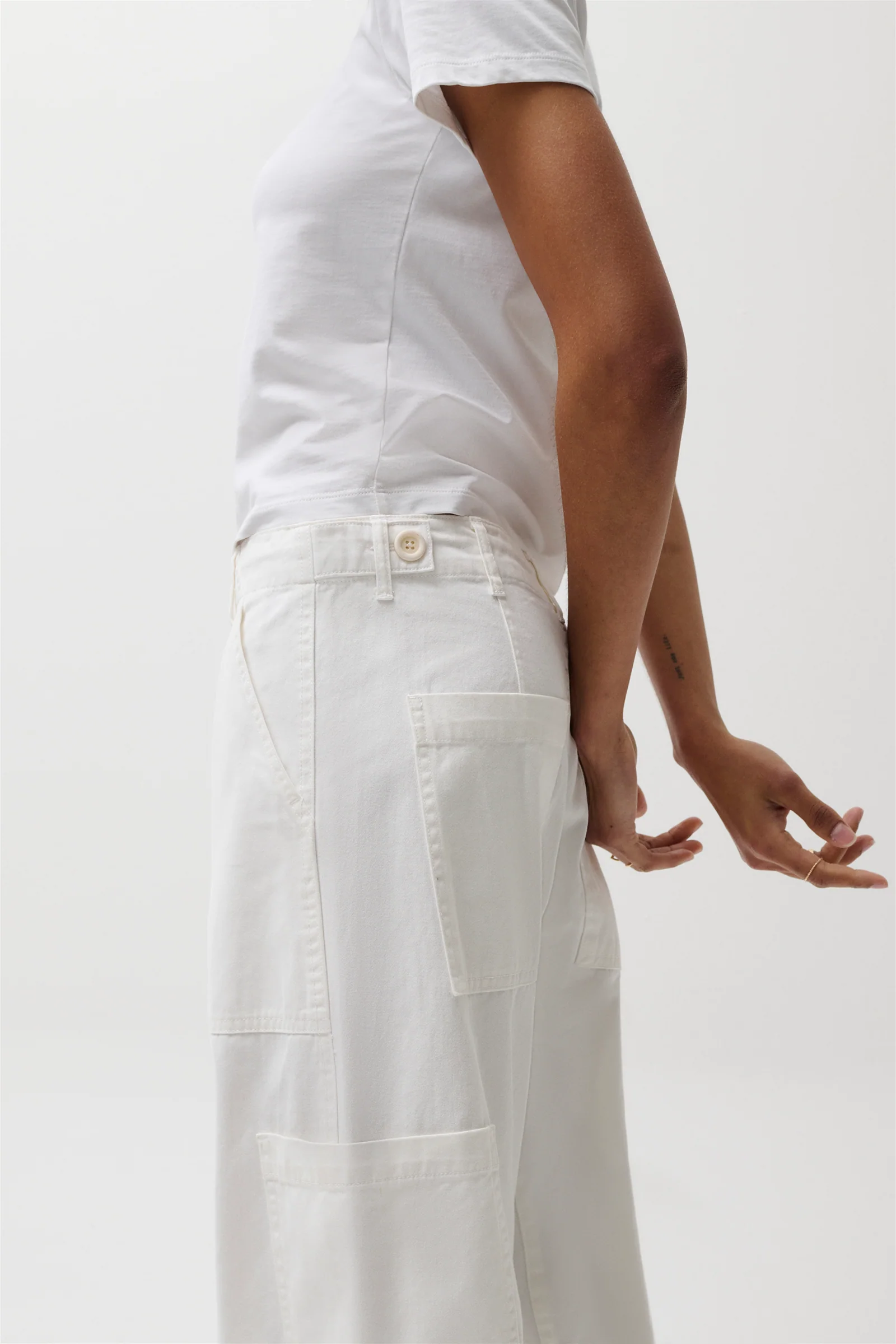 Sabrina Curved Utility Pants - White - Image 5