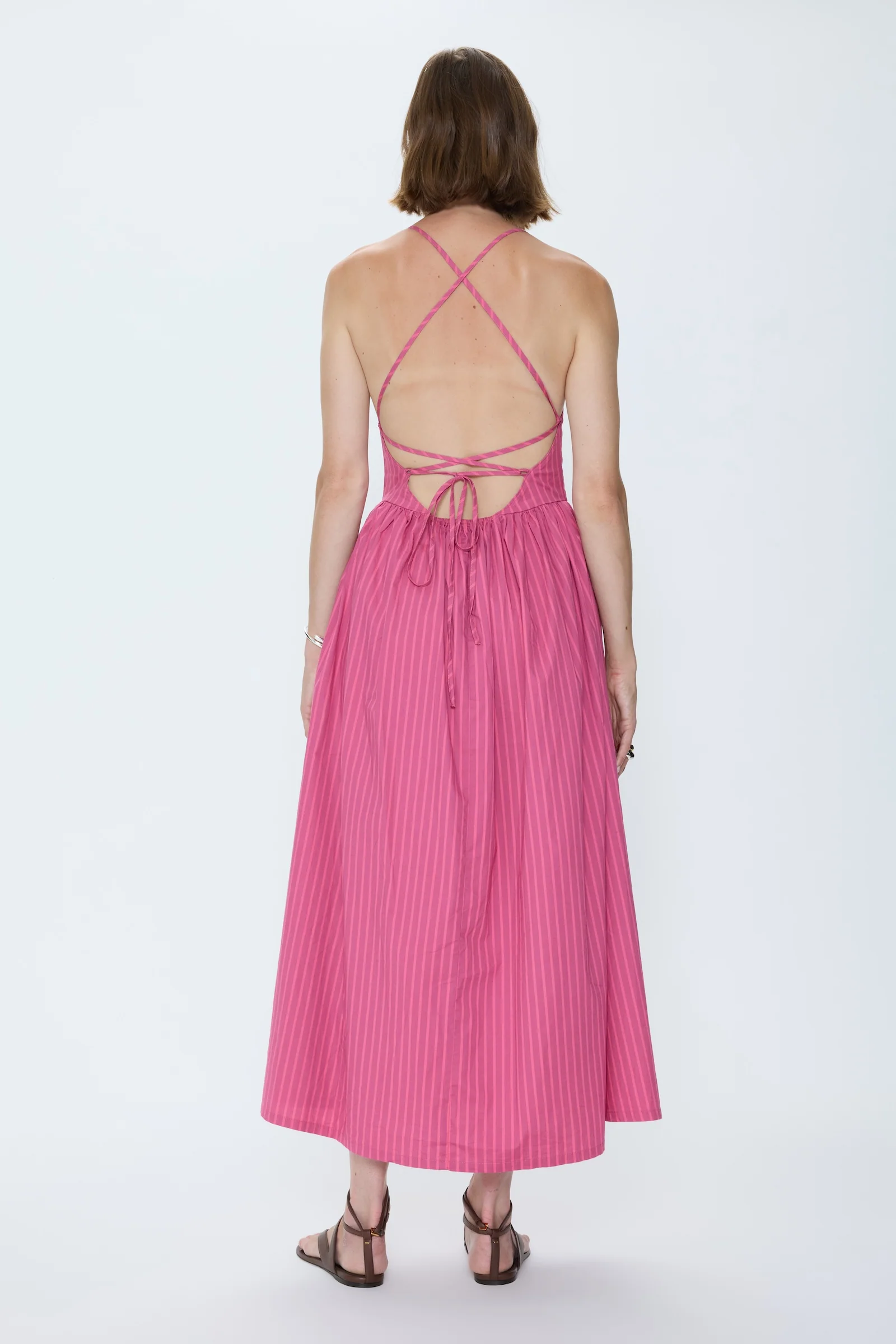 Sadee Open Back Dress - Magenta Stripe - Image 3